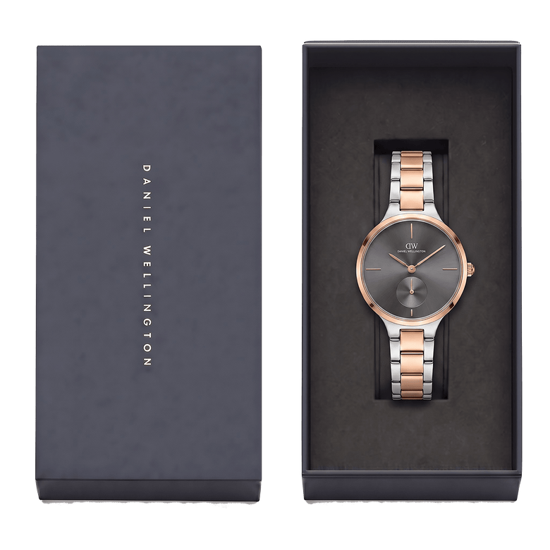 Round Analog Grey 3-Link Two Tone