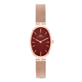 Oval Analog Burgundy Mesh Rose Gold