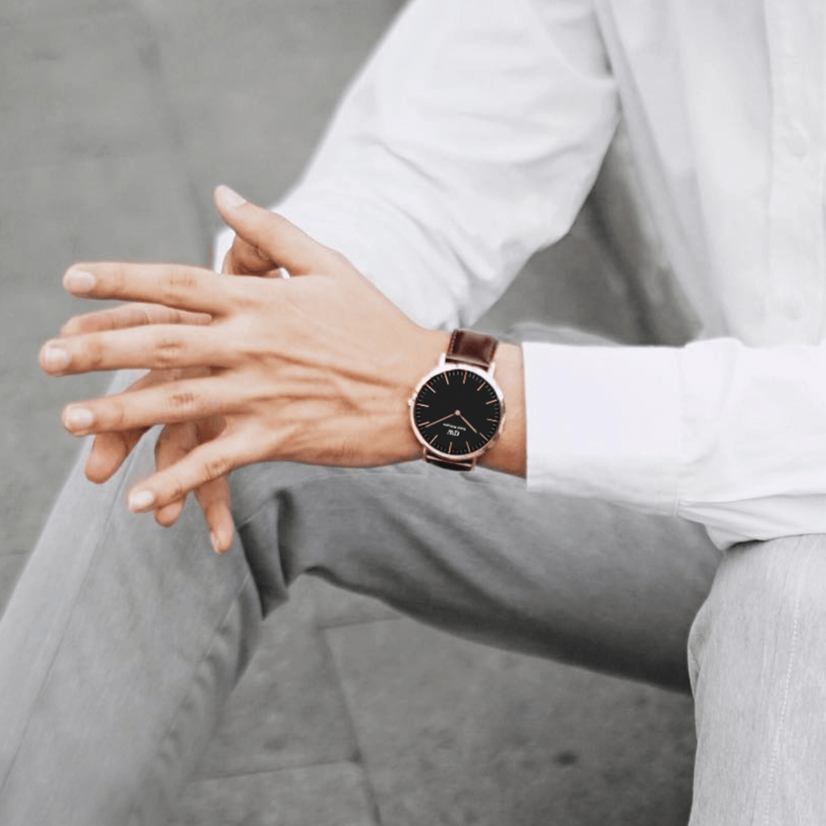 Bristol Black dial men's watch with leather strap DW
