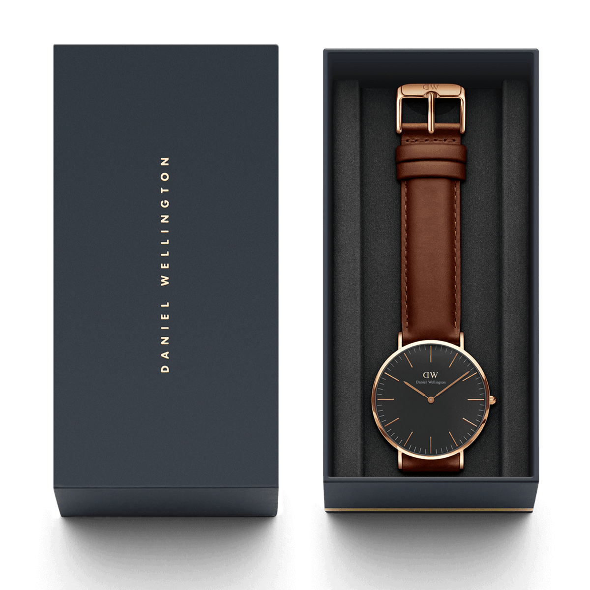 Classic St Mawes Black Rose Gold Rose Gold 36mm