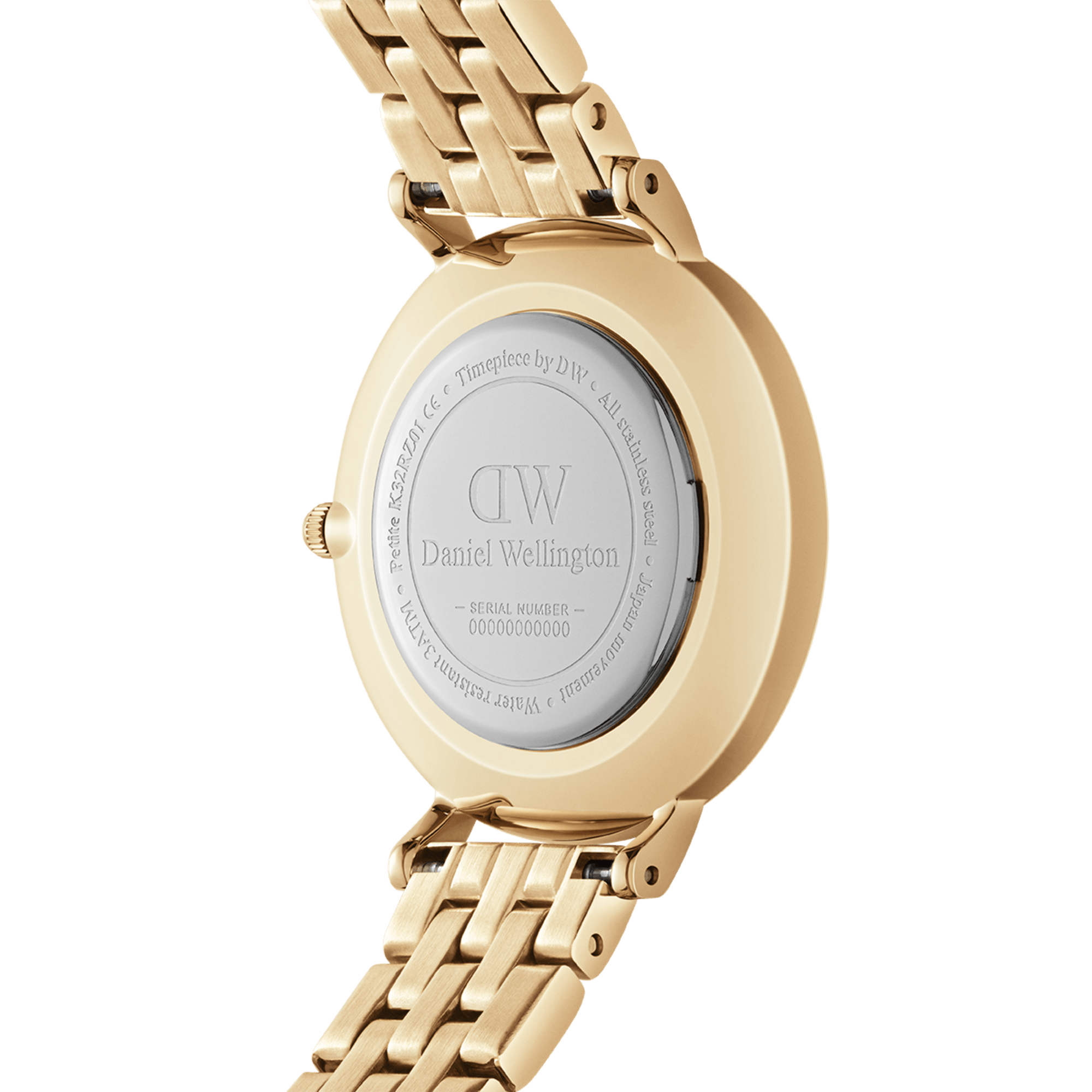 Petite 5Link Women's gold watch with white dial DW